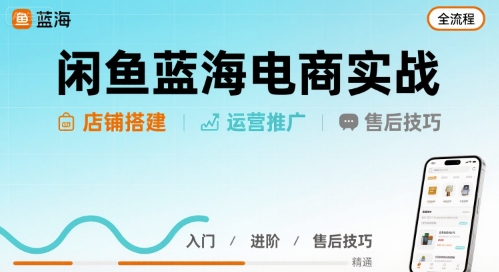 闲鱼蓝海电商实战，店铺搭建运营售后全流程-最全资源库