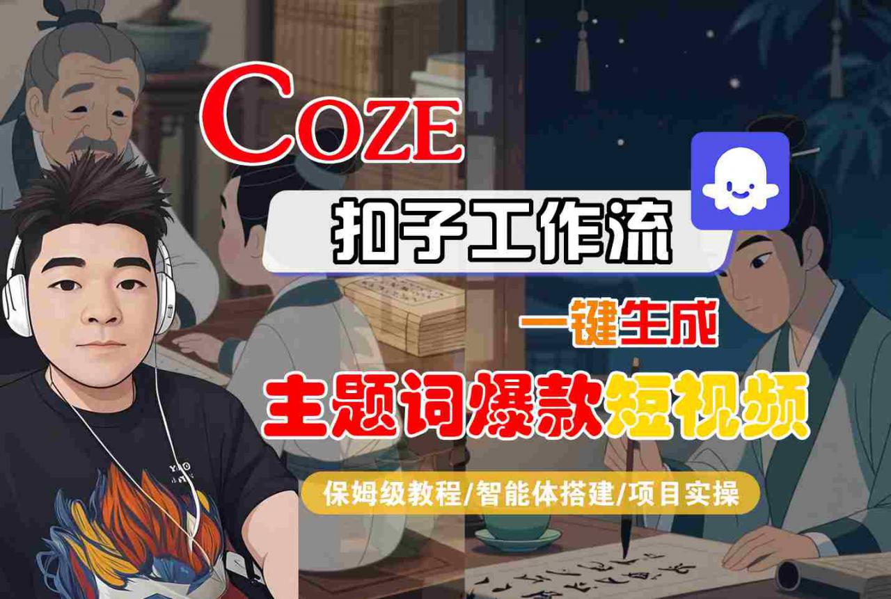 COZE扣子工作流一键生成主题词爆款短视频,保姆级教程-智能体搭建-项目实操-最全资源库