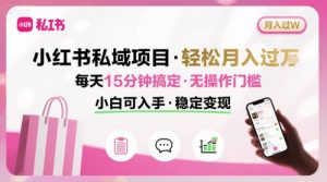 小红书私域项目 月入过W非常轻松 每天15分钟即可搞定，无任何操作门槛，小白可入手-最全资源库