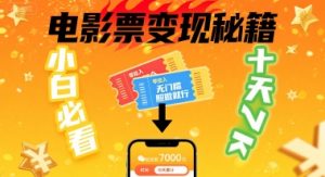 小白必看！卖电影票项目，零投入无门槛谁都能做，十天到手 7k，照做就行【揭秘】-最全资源库
