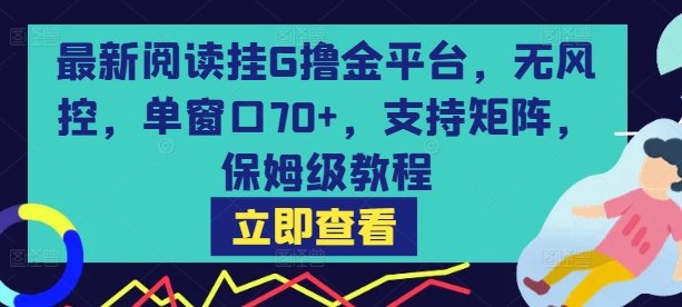 最新阅读挂G撸金平台，无风控，单窗口70+，支持矩阵，保姆级教程【揭秘】-最全资源库
