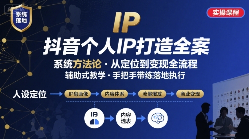 抖音个人IP系统落地实操大课,实操课程,辅助落地-最全资源库
