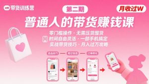 小红书带货第二期训练营，普通人月收过W的带货课，时间自由，零门槛无压货，一部手机即可操作-最全资源库