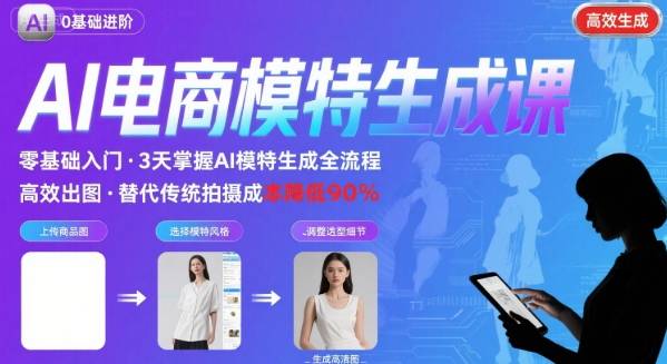 AI模特进阶课程，0基础高效生成逼真电商模特图-最全资源库