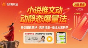 8月小说推文全新玩法，动静态图片+搭配小说文案爆量玩法-最全资源库