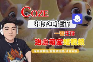 COZE扣子工作流一键生成治愈萌究短视频，保姆级教程-智能体搭建-项目实操-最全资源库