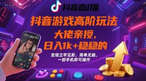 抖音游戏大佬高阶玩法，日入 1k + 稳稳的，变现立竿见影，简单无脑，一部手机即可操作【揭秘】-最全资源库