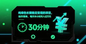 纯绿色长期稳定变现的项目，制作简单，每天半小时月入过1W-最全资源库