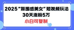 不露脸也能火！2025“氛围感美女”短视频玩法，30天涨粉5W小白可复制-最全资源库