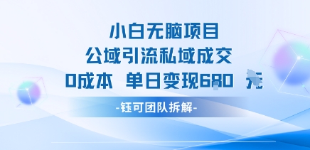 小白无脑项目公域引流私域成交0成本单日变现680米-最全资源库