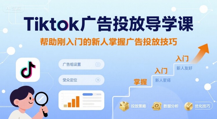 Tiktok广告投放导学课,帮助刚入门的新人掌握广告投放技巧-最全资源库
