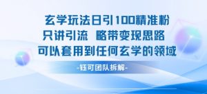 玄学玩法日引100精准粉只讲引流略带变现思路可以套用到任何玄学的领域-最全资源库