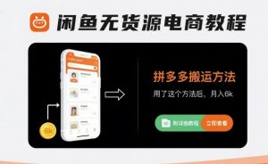 闲鱼无货源电商教程,拼多多搬运方法,用了这个方法后,月入6k(附详细教程)-最全资源库