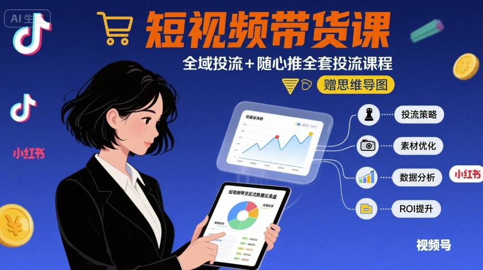 最新短视频带货课,全域投流+随心推全套投流课程+思维导图-最全资源库