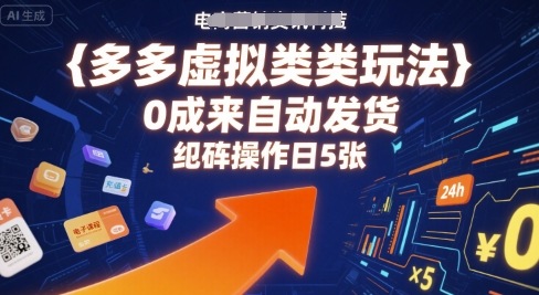 多多虚拟类目玩法，0成本全自动发货，矩阵操作日5张-最全资源库