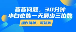 答答问题，30分钟，小白也能一天最少也有三位数，操作简单-最全资源库