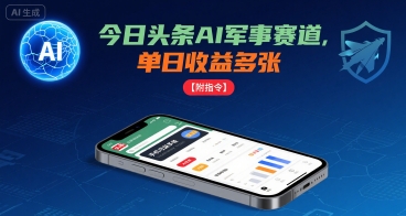 今日头条AI军事赛道，单日收益多张 ，手机可做【附指令】-最全资源库
