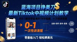 蓝海项目挣美刀,最新Tiktok中视频计划教学,从0-1教你学会海外TK中视频,一次性讲清楚-最全资源库