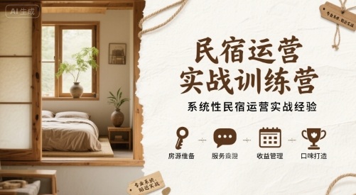 民宿运营实战训练营，系统性民宿运营实战经验-最全资源库