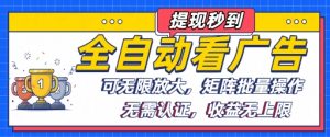 全自动看广告项目，可无限放大，可矩阵批量操作-最全资源库