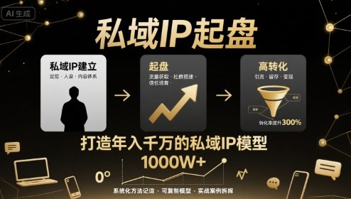 私域IP起盘,私域ip建立、起盘、高转化,打造年入千万的私域ip模型-最全资源库