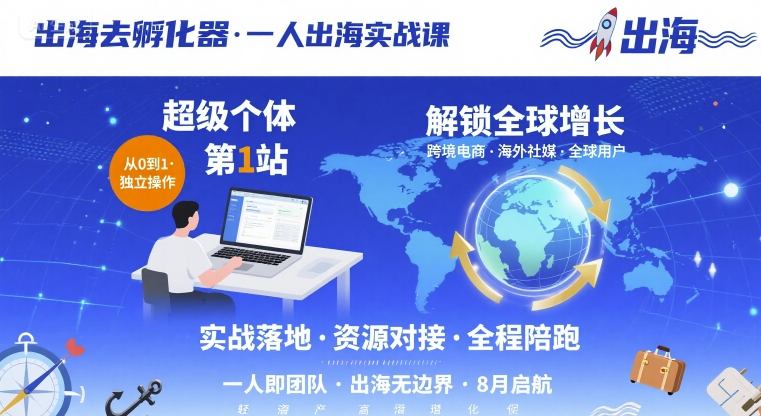 出海去孵化器,一人出海实战课,超级个体第1站,解锁全球增长-最全资源库