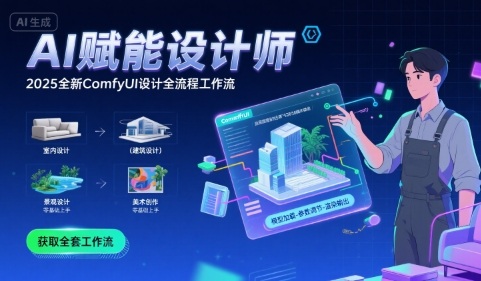 AI赋能设计师, 2025全新comfyui设计全流程工作流 ,室内-建筑-景观-美术,零基础直接上手-最全资源库