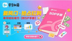 B站哔哩哔哩带货秘籍,新风口,抢占红利,单月轻松破万【附SOP手册】-最全资源库