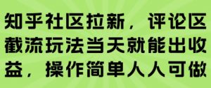 知乎社区拉新，评论区截流玩法当天就能出收益，操作简单人人可做-最全资源库
