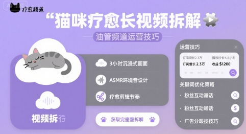 猫咪疗愈长视频拆解 &油管频道运营技巧-最全资源库