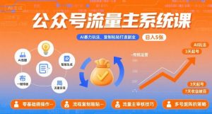 公众号流量主系统课,AI暴力玩法,复制粘贴打造副业,日入5张 +【附工具指令】-最全资源库