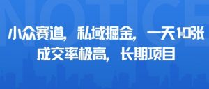 小众赛道，私域掘金，一天多张，成交率极高，长期项目-最全资源库