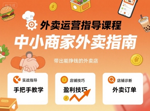 外卖运营指导课程，中小商家外卖指南，手把手带出能挣钱的外卖店-最全资源库