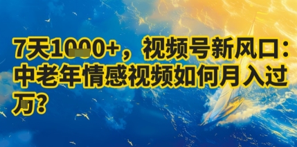 7天收益1k+，视频号新风口：中老年情感视频如何月入过W?-最全资源库