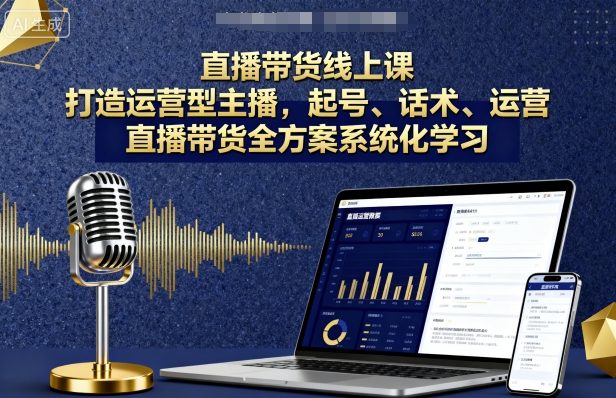 直播带货线上课，打造运营型主播，起号、话术、运营，直播带货全方案系统化学习-最全资源库
