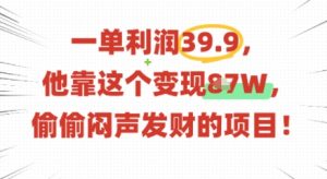 一单利润39.9,有人靠这个变现几十个,偷偷闷声发财的项目-最全资源库