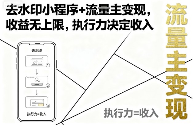 去水印小程序+流量主变现，收益无上限，执行力决定收入-最全资源库