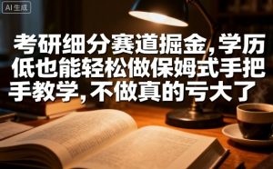 考研细分赛道掘金,日入1k+,学历低也能轻松做保姆式手把手教学,不做真的亏大了【揭秘】-最全资源库