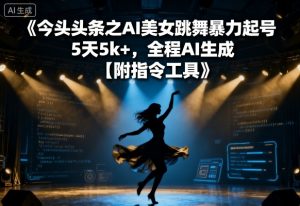 今日头条之AI美女跳舞暴力起号，5天1k+，全程AI生成【附指令工具】-最全资源库