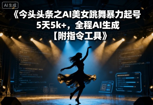 今日头条之AI美女跳舞暴力起号，5天1k+，全程AI生成【附指令工具】-最全资源库