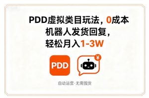 PDD虚拟类目玩法,0成本,机器人发货回复,轻松月入1-3W-最全资源库