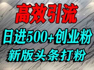 今日头条打创业粉，一篇文章就能引流几百个精准创业粉，日进500+精准流量-最全资源库