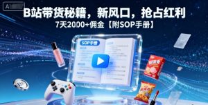 B站带货秘籍，新风口，抢占红利，7天2k+佣金【附SOP手册】-最全资源库