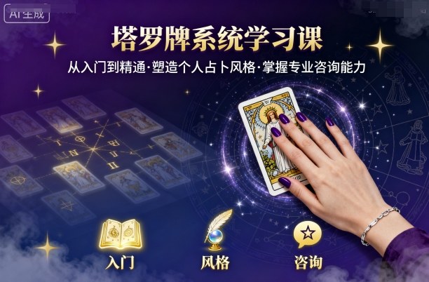 塔罗牌系统学习课，助你从入门到精通，塑造个人占卜风格，掌握专业咨询能力-最全资源库