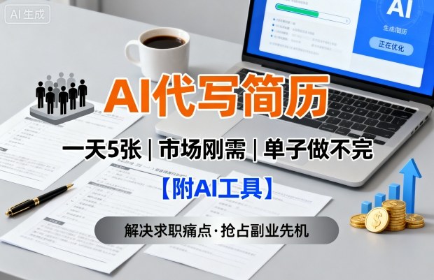 AI代写简历,一天5张,今年找工作难,市场刚需,单子做不完【附AI工具】-最全资源库