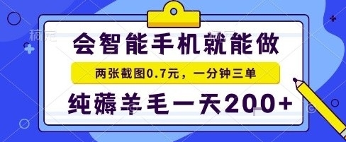 手机项目,二十秒一单,纯薅羊毛一天2张+做就有【揭秘】-最全资源库