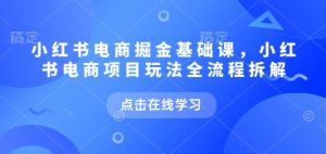 小红书电商掘金课,小红书电商项目玩法全流程拆解(更新9月)-最全资源库