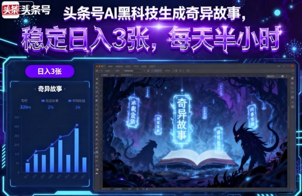 头条号AI黑科技生成奇异故事,稳定日入3张,每天半小时-最全资源库
