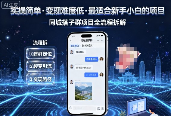 实操简单，变现难度低，最适合新手小白做的项目，每天轻松收入3张，同城搭子群项目全流程拆解-最全资源库