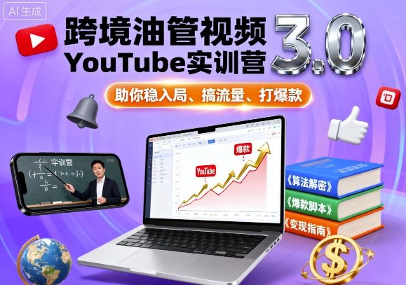 跨境油管视频YouTube实训营3.0,助你稳入局、搞流量、打爆款-最全资源库